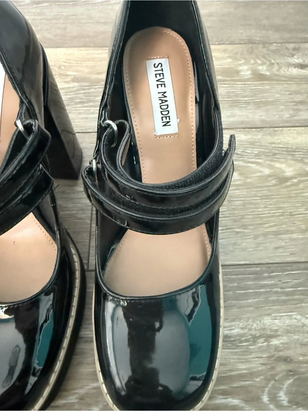 Steve Madden Twice Mary Jane Black Patent Leather Pumps